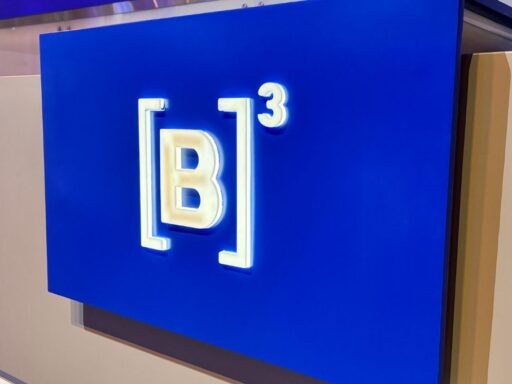 Painel de negociações da B3 com indicadores de mercado.
