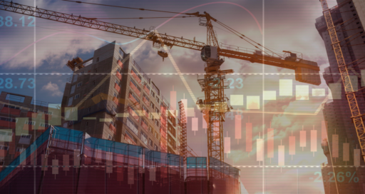 Canteiro de obras de empreendimento imobiliário.