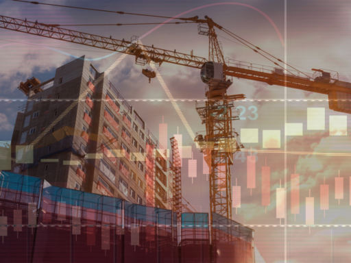 Canteiro de obras de empreendimento imobiliário.