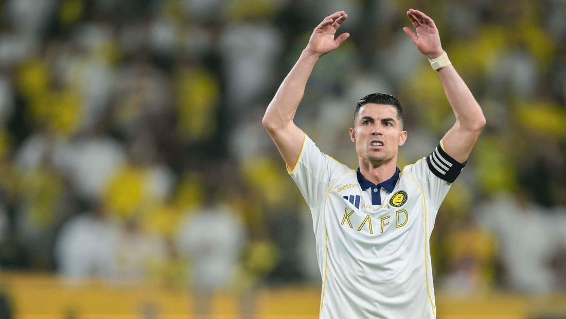 Cristiano Ronaldo comemorando título do Campeonato Saudita pelo Al-Nassr.