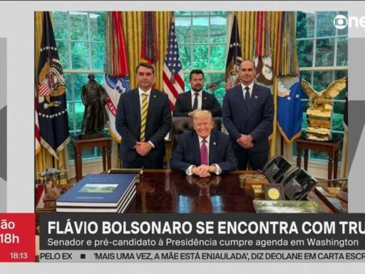 Flávio Bolsonaro se encontra com Donald Trump na Casa Branca em contexto de Política Econômica