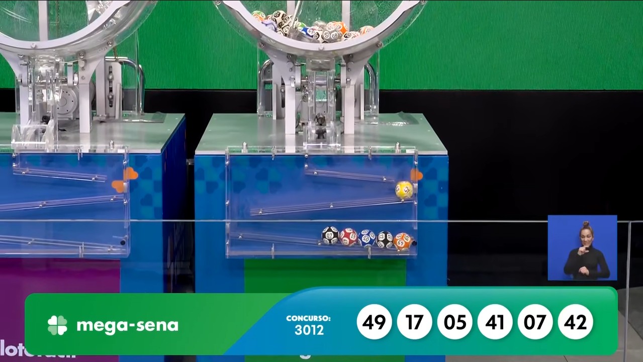 Volante da Mega-Sena com os números do concurso 3012.