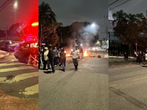 Manifestação de moradores no Jaguaré após explosão de residência.
