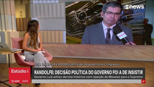 Randolfe Rodrigues comenta rejeição de Messias no Senado.
