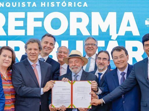 Gráfico ilustrativo sobre o cronograma da reforma tributária no Brasil.