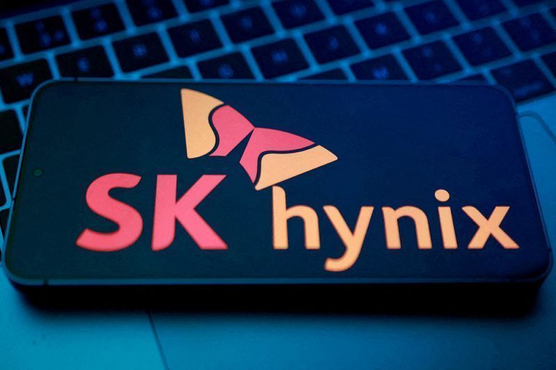 Gráfico mostrando o valor de mercado da SK Hynix atingindo US$ 1 trilhão impulsionado por chips de IA.