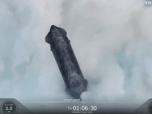 Foguete Starship da SpaceX durante teste de lançamento.