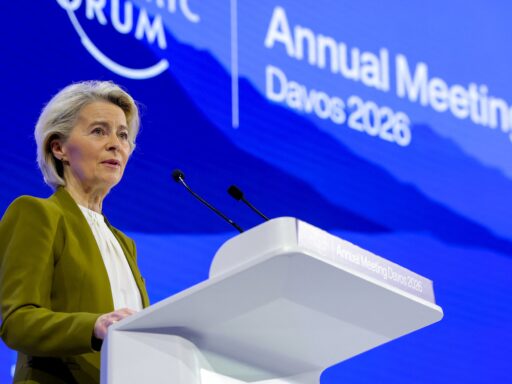 Presidente da Comissão Europeia, Ursula von der Leyen, em Davos.