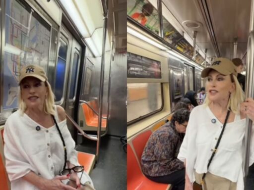Ana Maria Braga durante sua primeira experiência no metrô de Nova York.