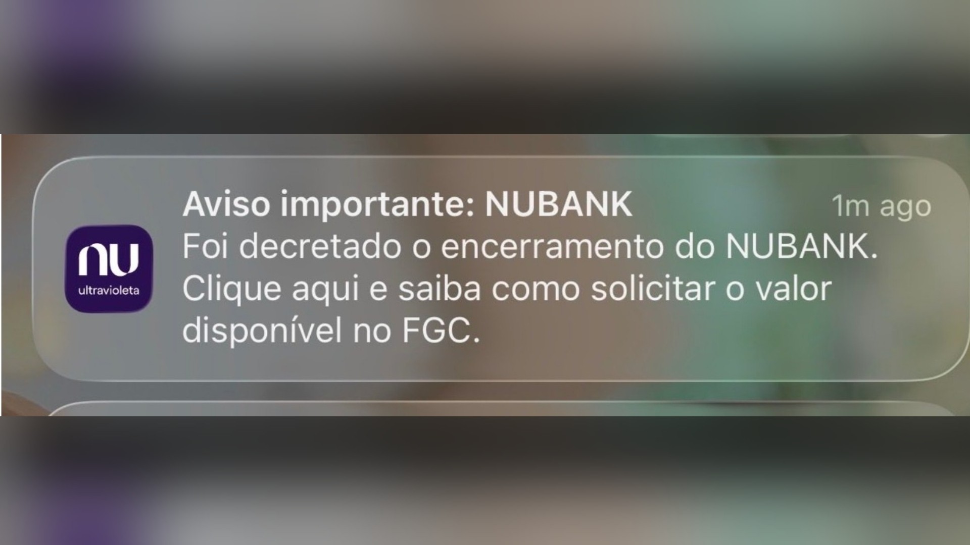 Notificação indevida do Nubank sobre liquidação