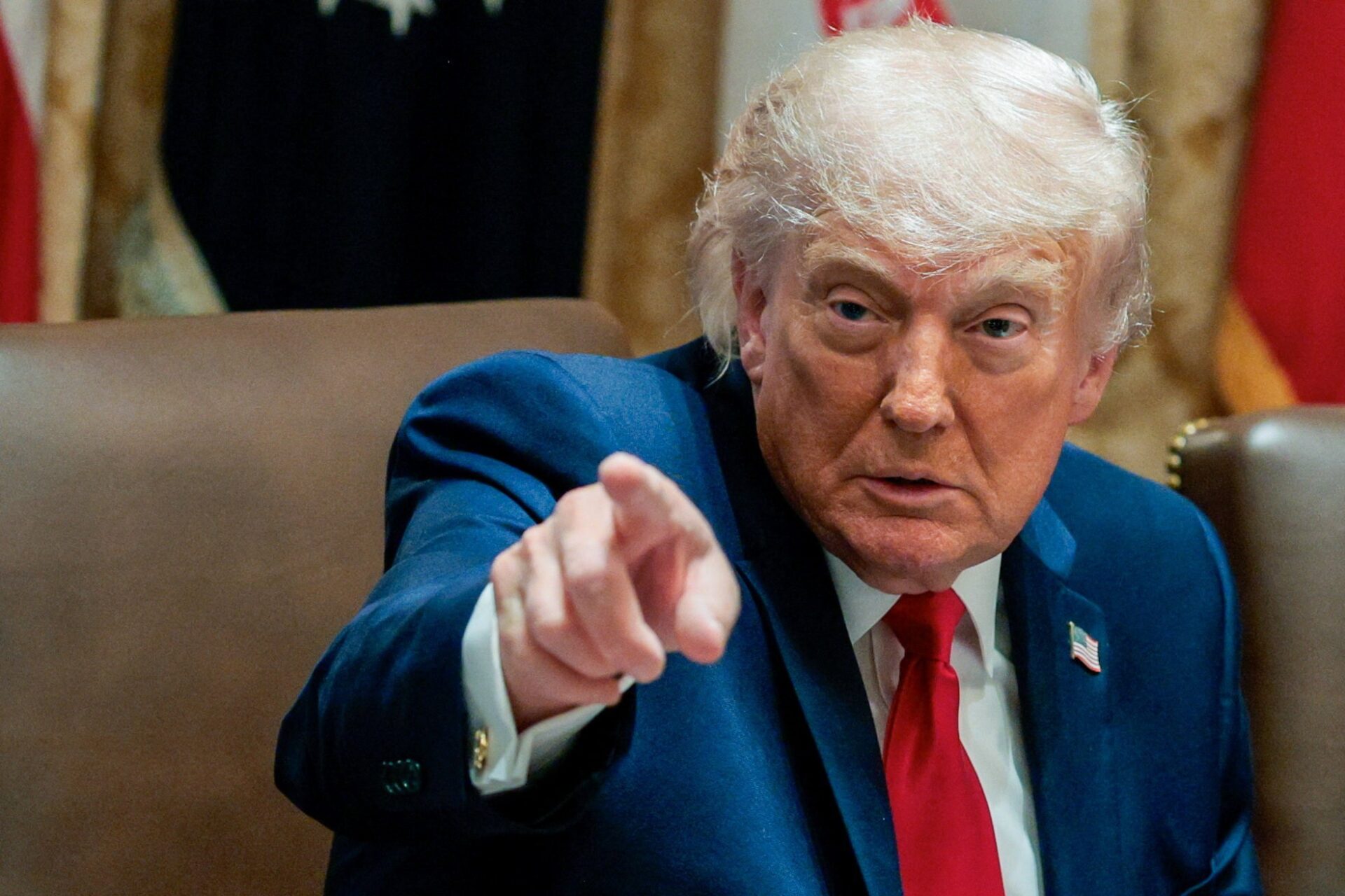 O presidente dos EUA, Donald Trump, em reunião na Casa Branca sobre política comercial.