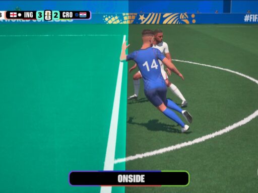 Sistema de tira-teima da FIFA em operação durante partida da Copa do Mundo.