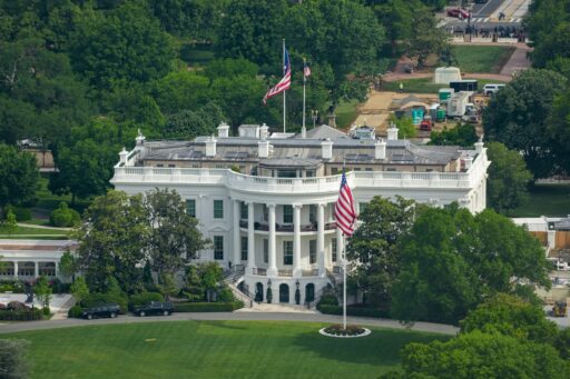 Vista aérea da Casa Branca, sede do governo dos Estados Unidos.