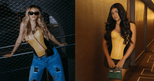 Influenciadoras vestem corselet da Maison Exclusive durante jogo da Seleção.