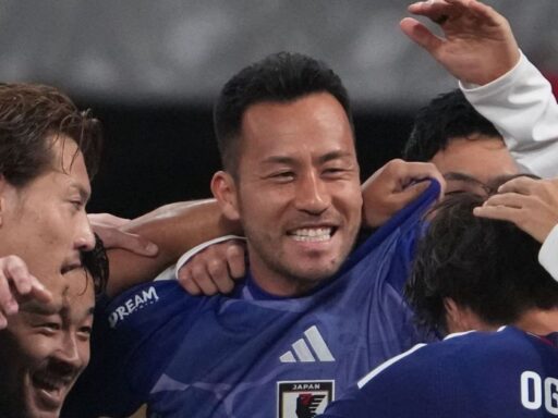 Jogadores da seleção do Japão durante atividade de preparação para a Copa do Mundo.