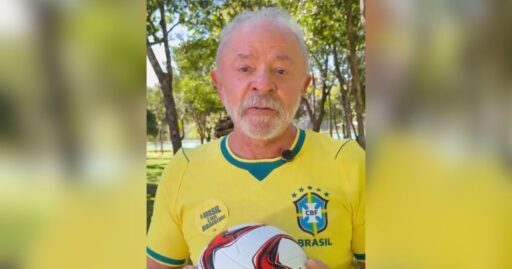 Presidente Lula durante gravação de mensagem para a Seleção Brasileira.