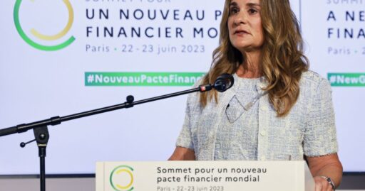 Melinda French Gates em entrevista comentando sobre Jeffrey Epstein.