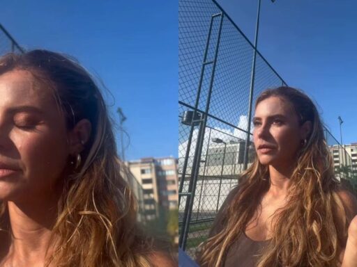 A atriz Paolla Oliveira em momento de trabalho.