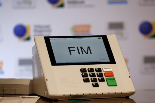 Urna eletrônica utilizada em eventos do Tribunal Regional Eleitoral.