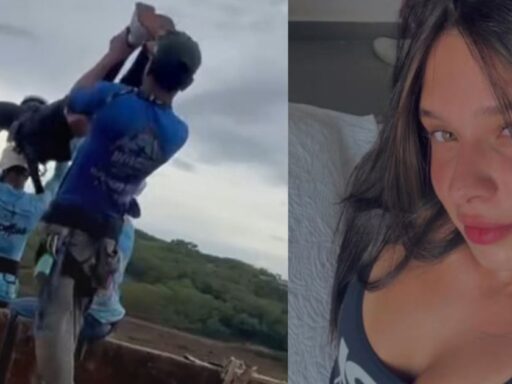 Momento da chegada dos suspeitos à delegacia após acidente em Limeira.