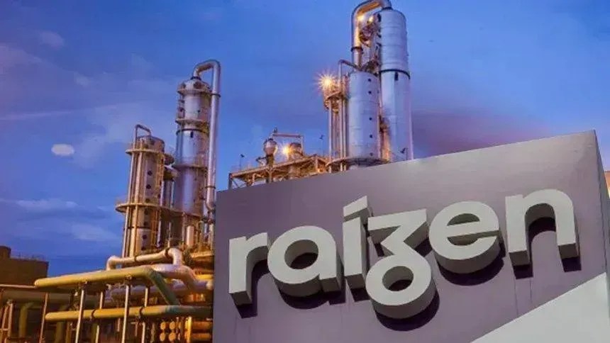 Instalações industriais da Raízen focadas em bioenergia.