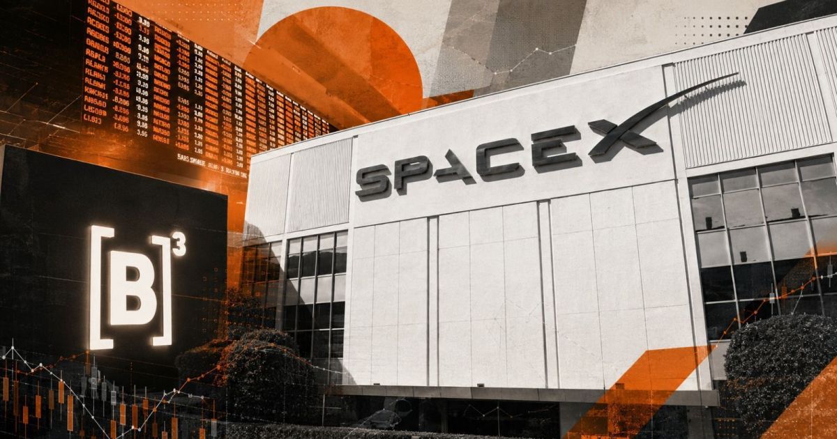 Foguete da SpaceX durante lançamento representando o IPO da empresa.