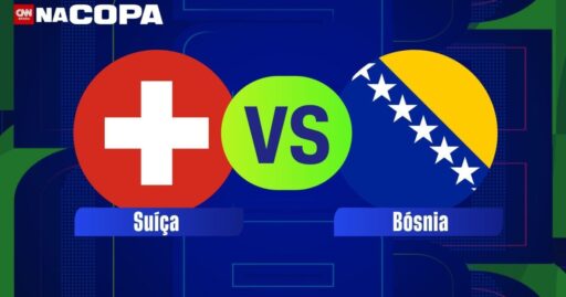 Jogadores de Suíça e Bósnia em campo durante a Copa do Mundo.