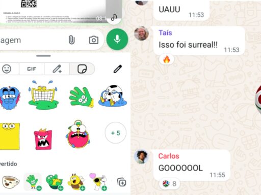 Interface do WhatsApp com filtros da Copa do Mundo 2026.